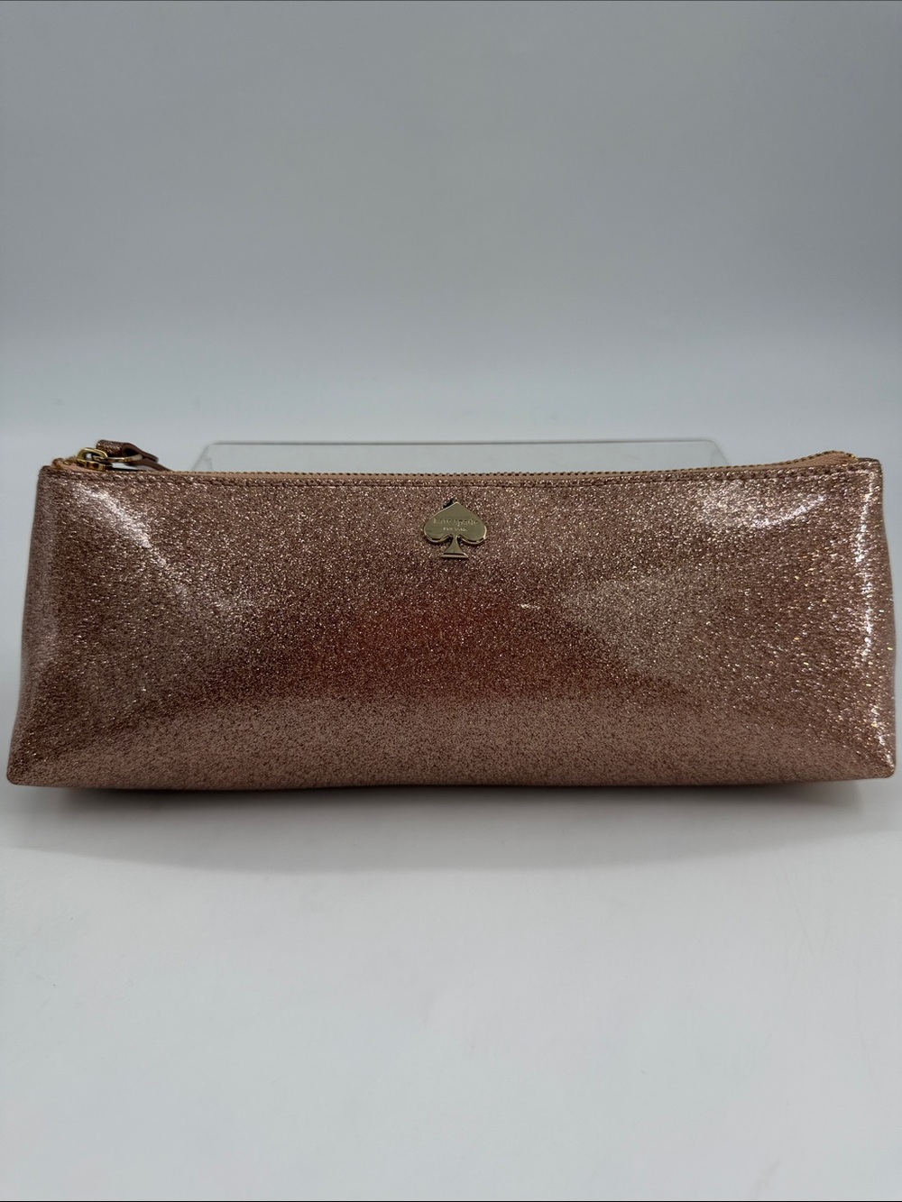 kate spade New York "Mavis Street" Rose Gold Glitter Cosmetic Case Top Zip